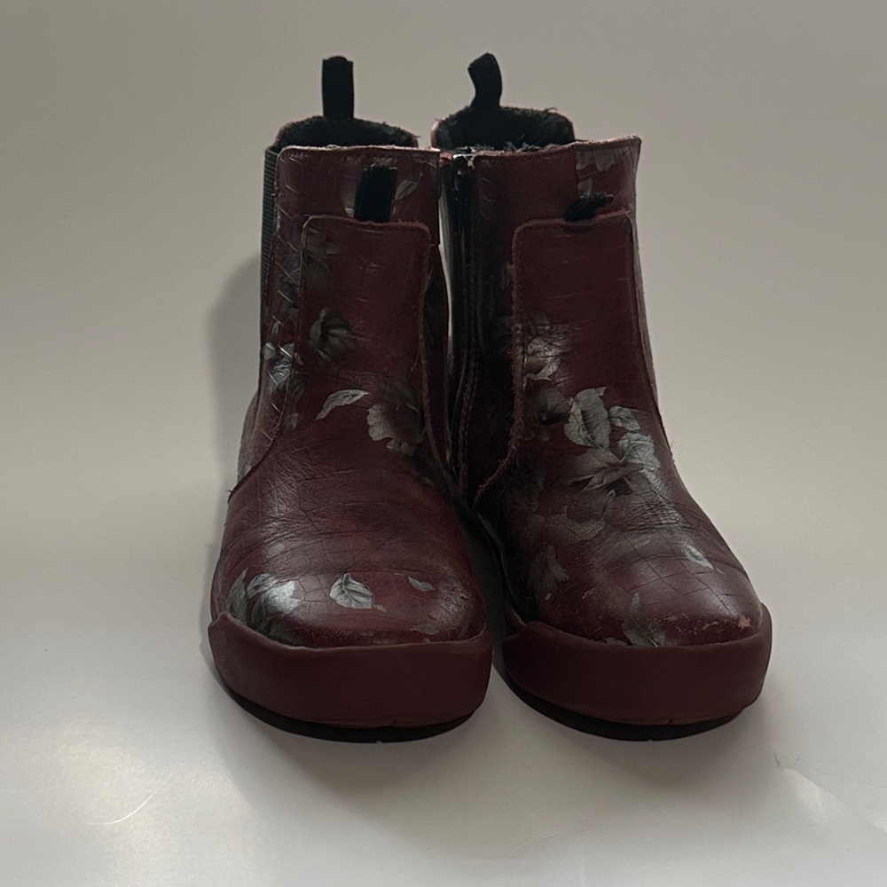 pediped Maroon Floral Kids Boots
